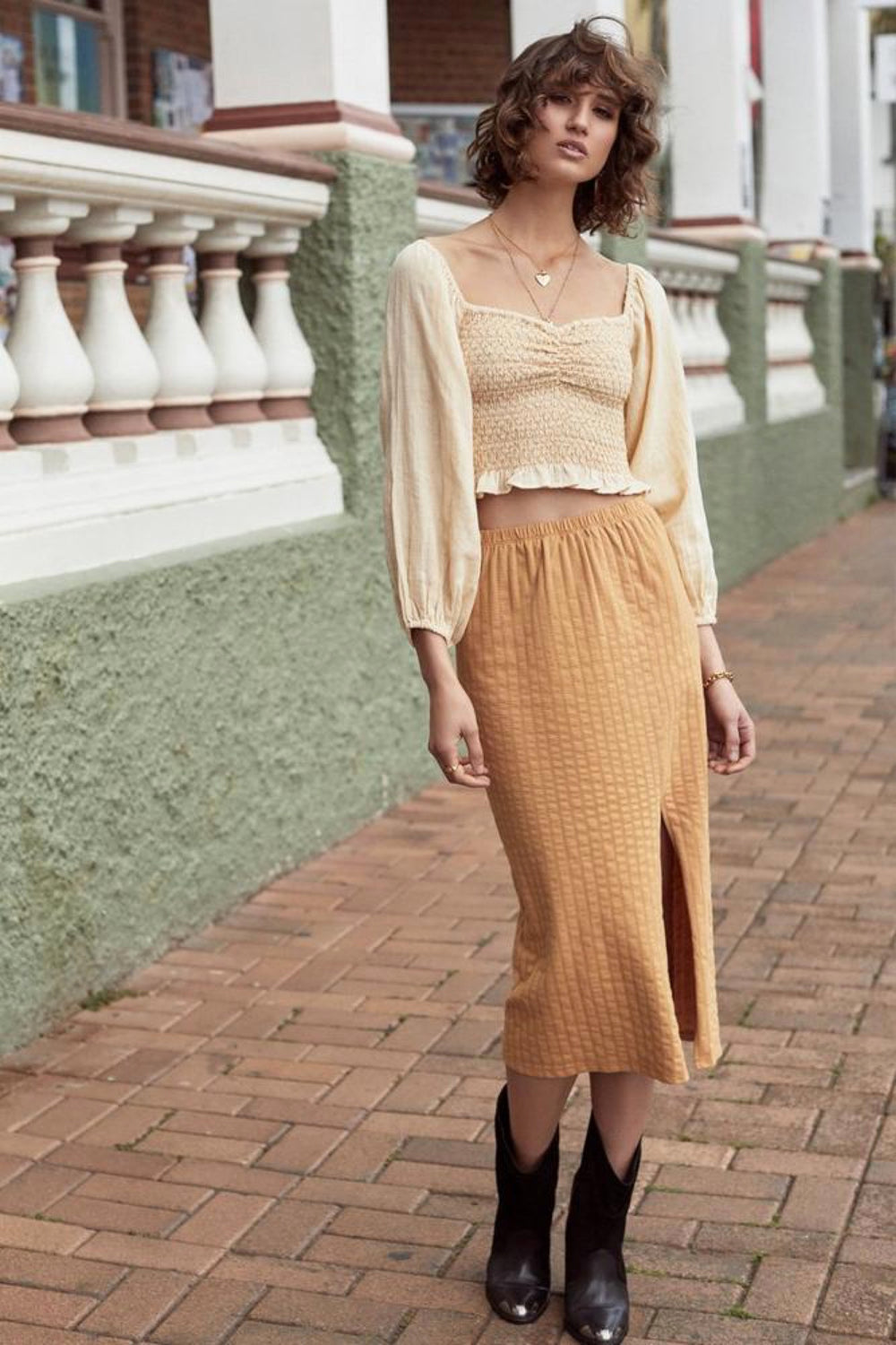 Mustard Bonnie Midi Skirt