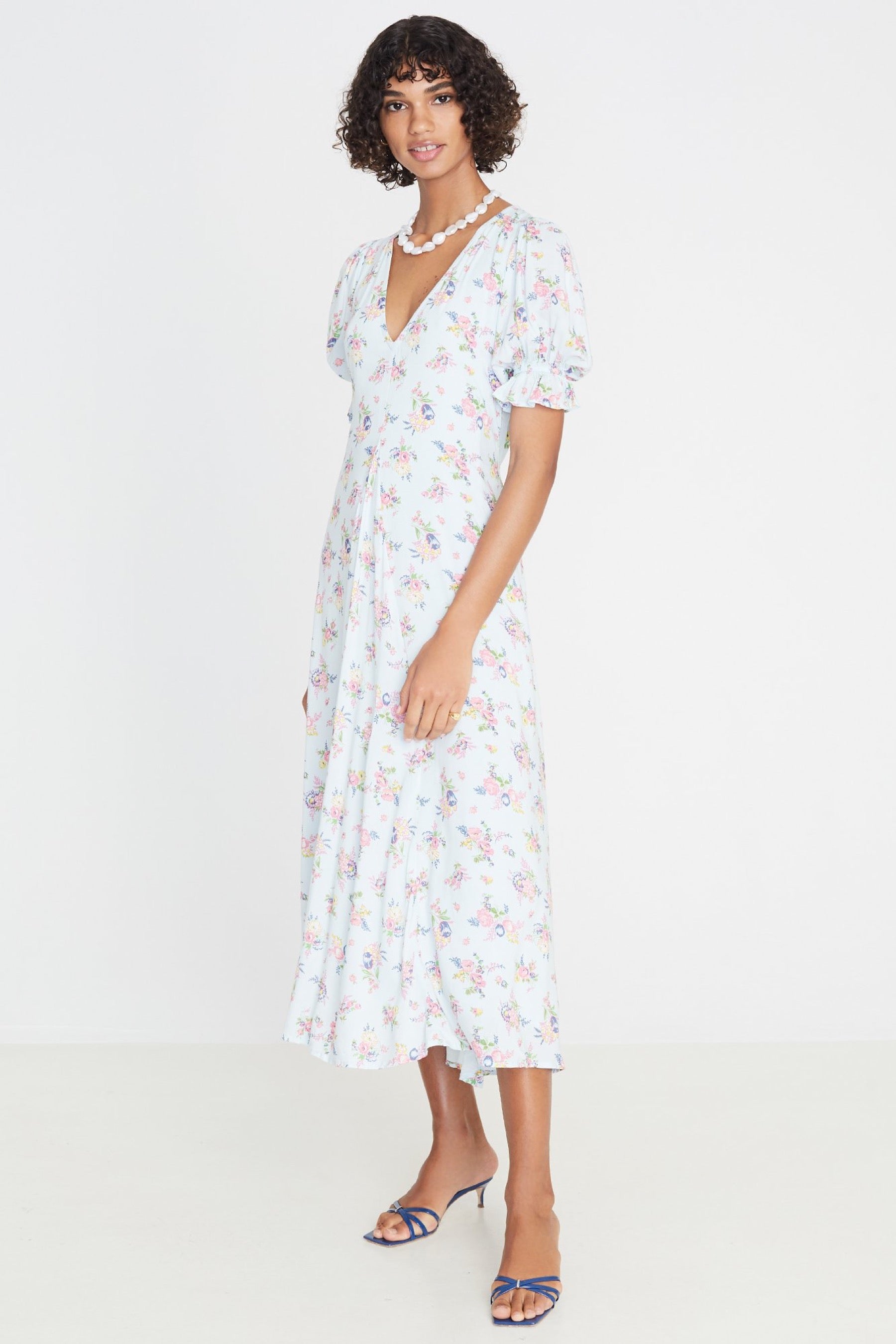 Blue Juliette Floral Maggie Midi Dress
