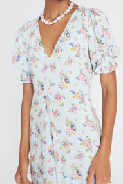 Blue Juliette Floral Maggie Midi Dress