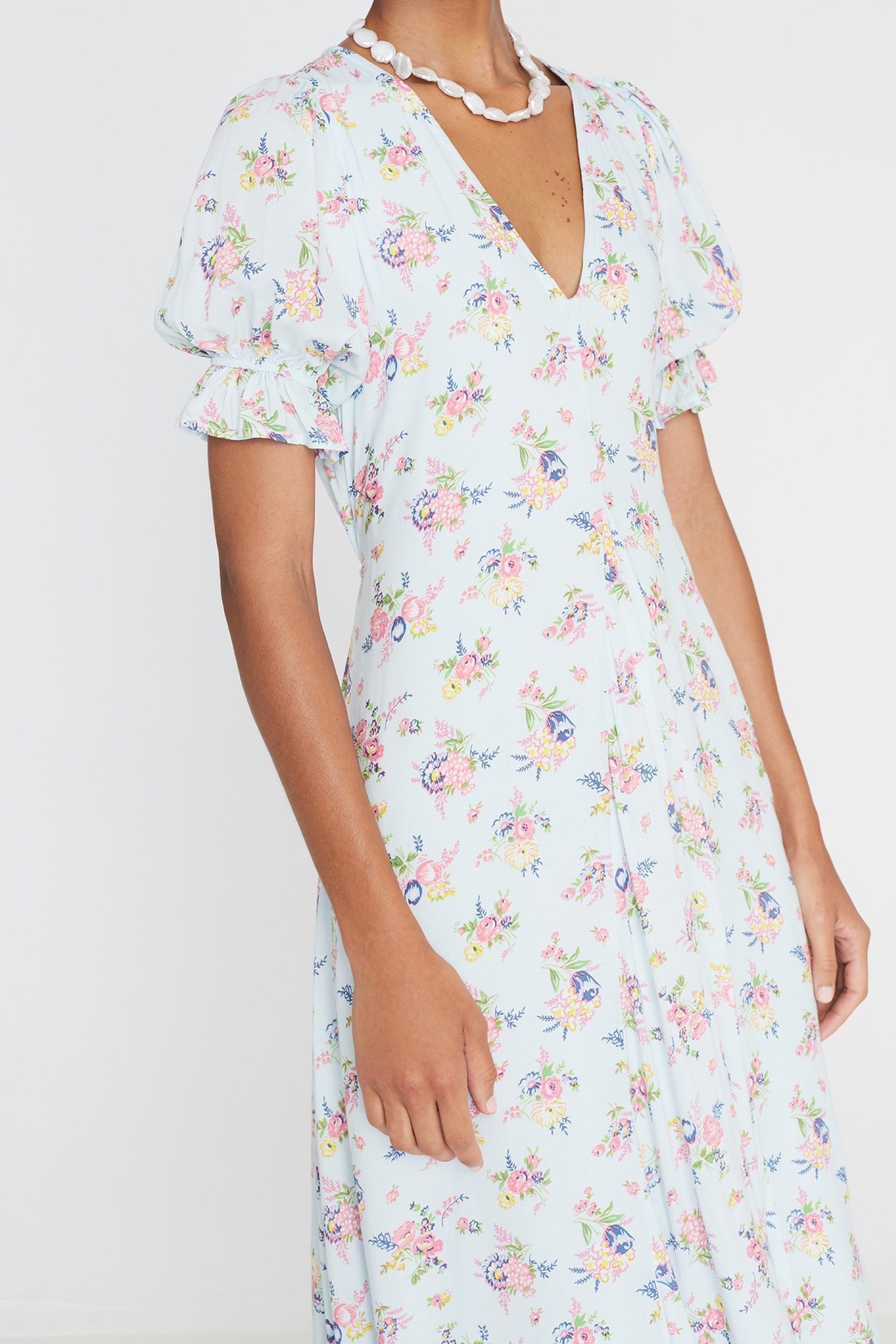 Blue Juliette Floral Maggie Midi Dress