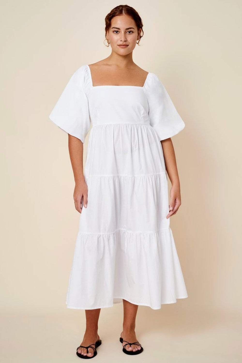 White Kiona Midi Dress