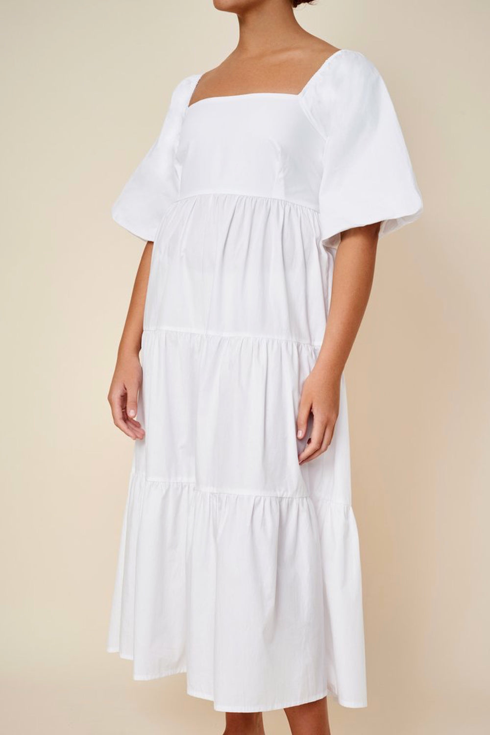 White Kiona Midi Dress