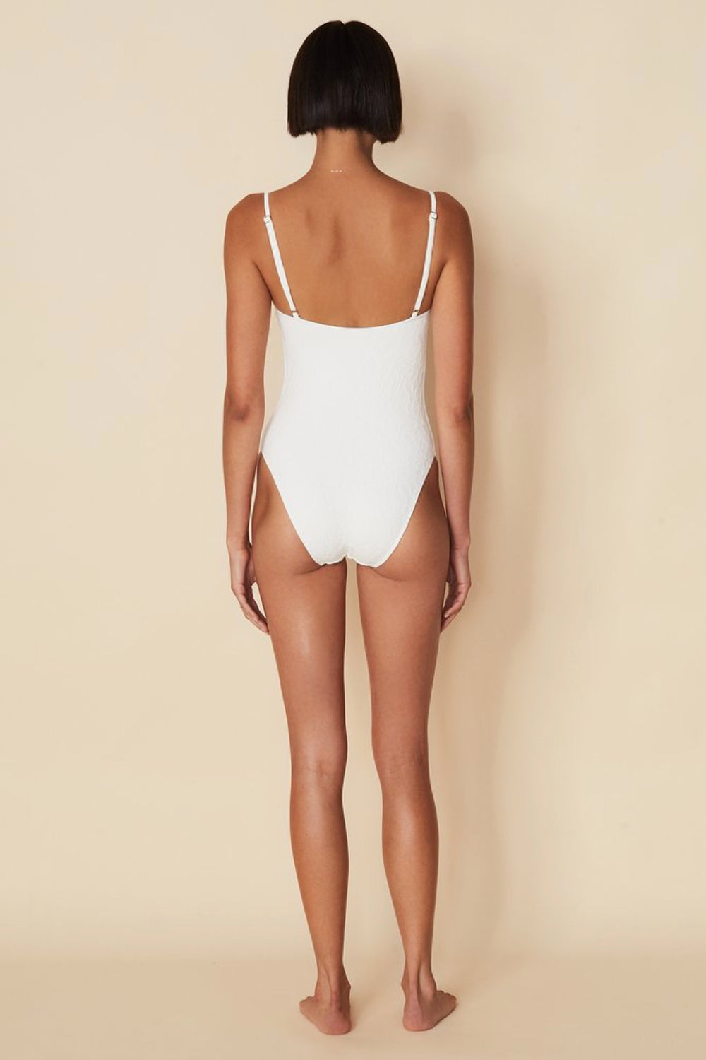 White Textured Bea One Piece