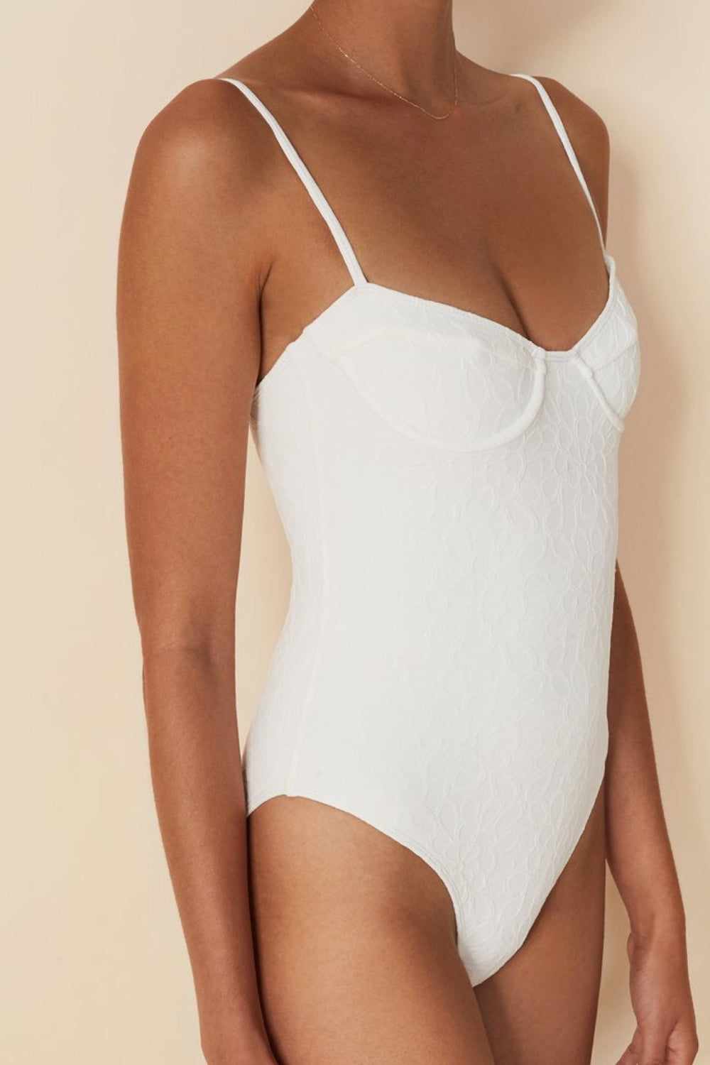 White Textured Bea One Piece