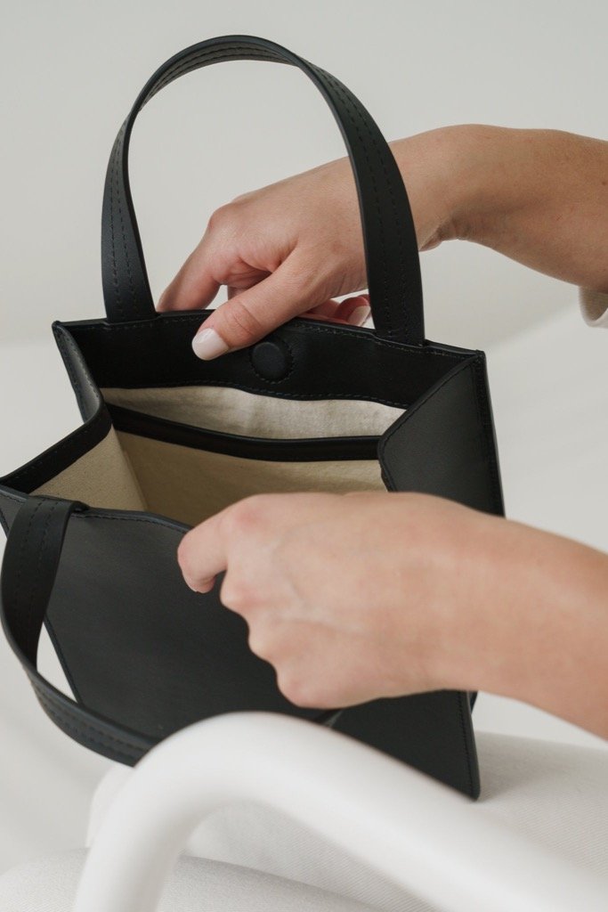 Black Small Leather Tote