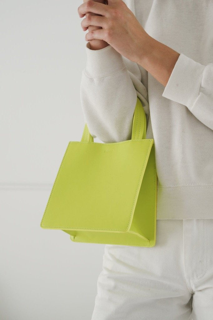 Chartreuse Small Leather Tote