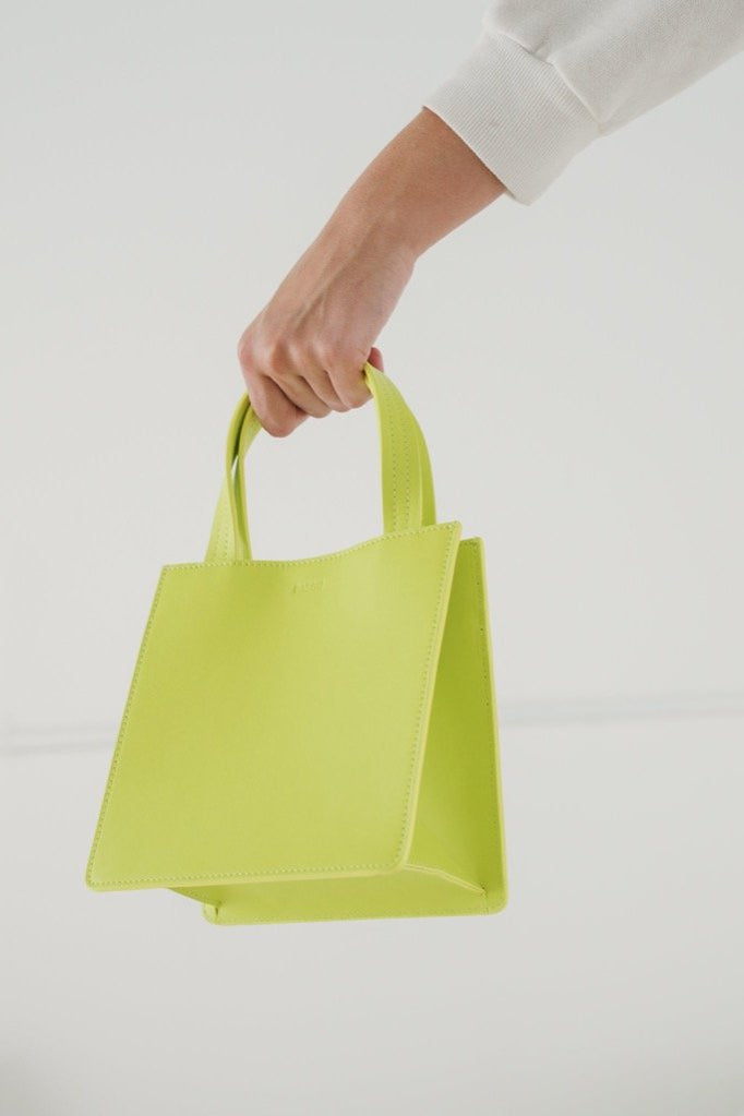 Chartreuse Small Leather Tote