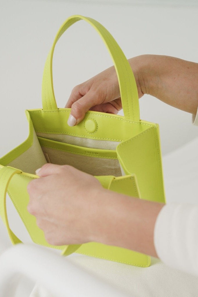 Chartreuse Small Leather Tote