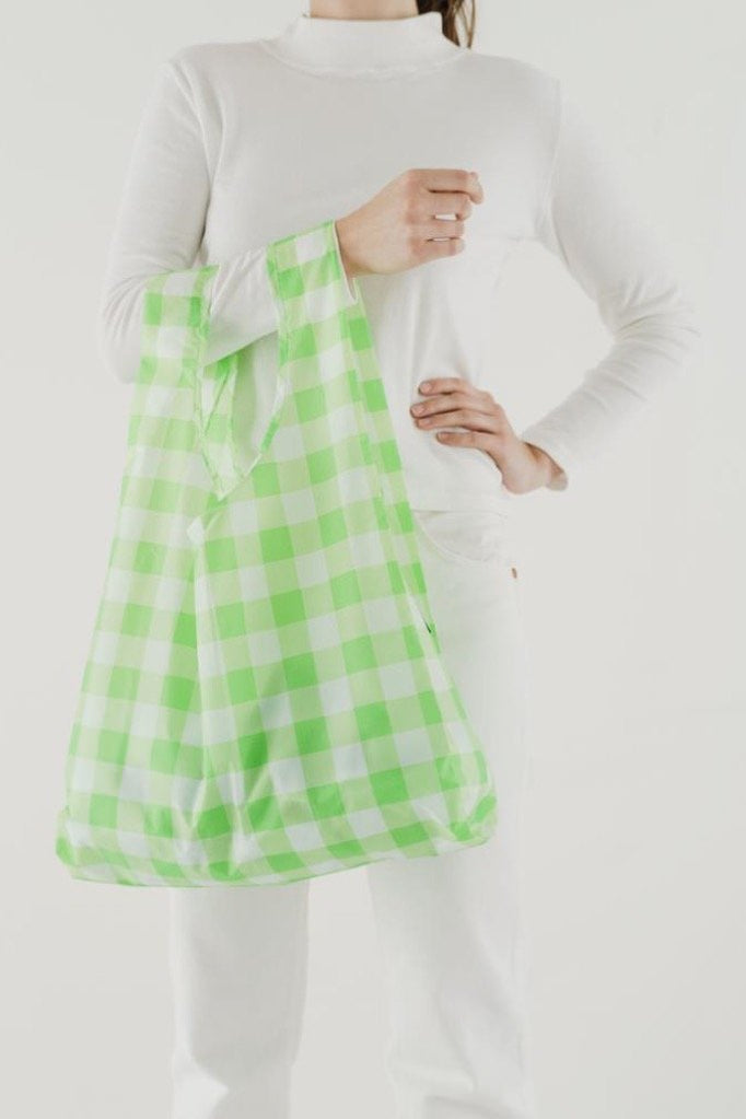 Lime Big Check Baggu