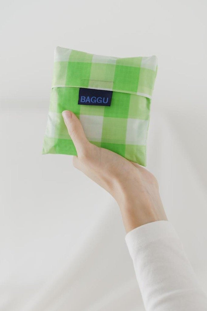 Lime Big Check Baggu