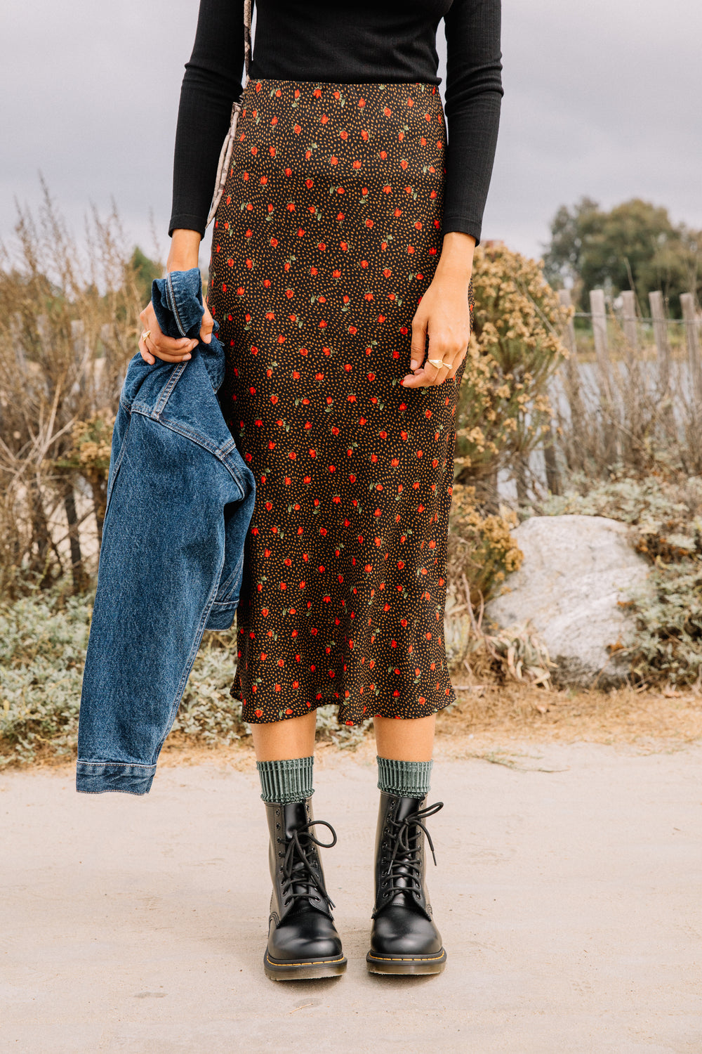 Rosey Dotted Maxi Skirt