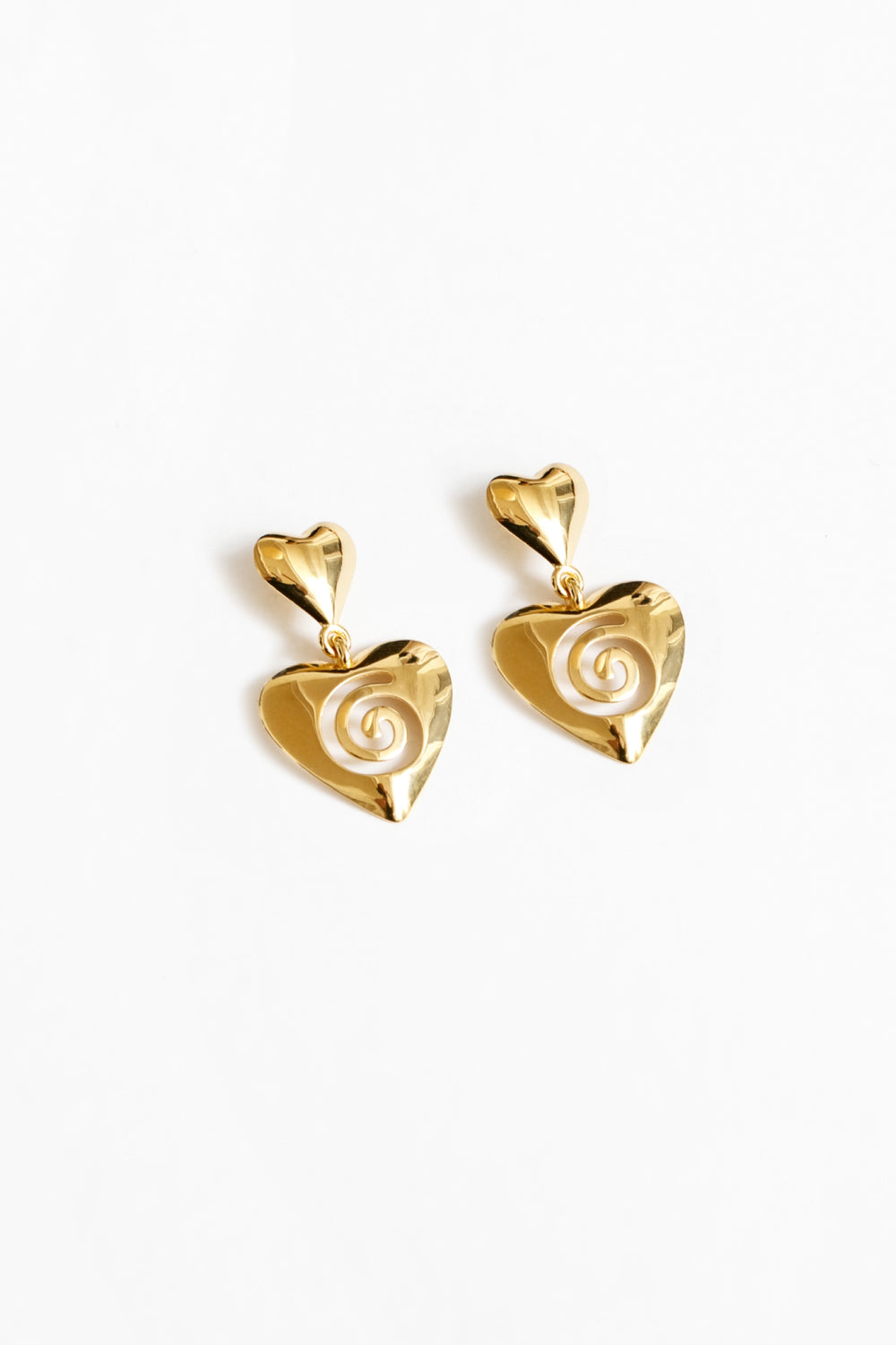 Gold Heart Swirl Earrings