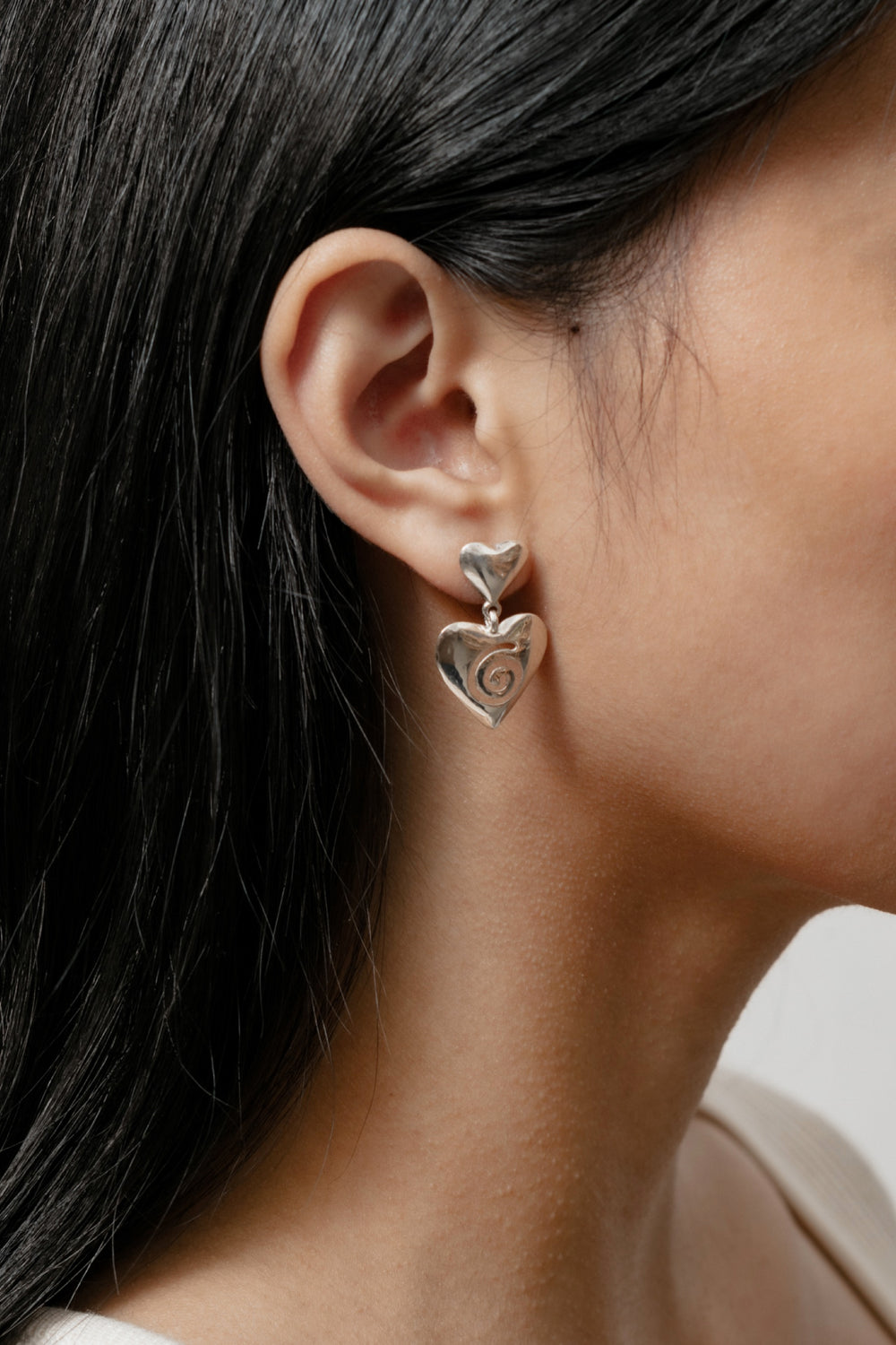 Silver Heart Swirl Earrings