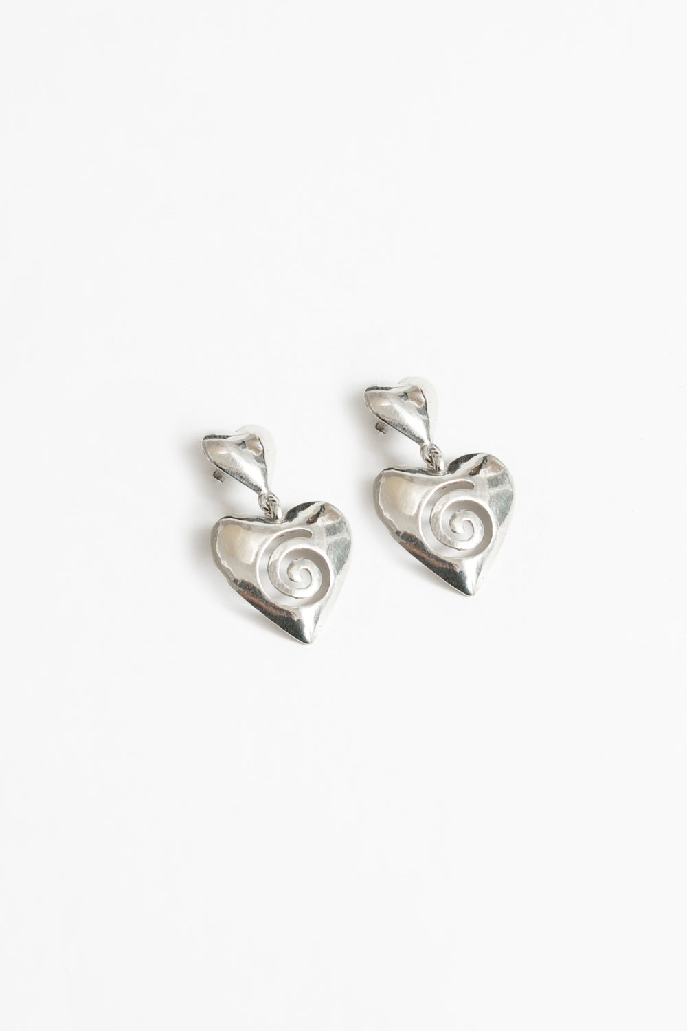 Silver Heart Swirl Earrings