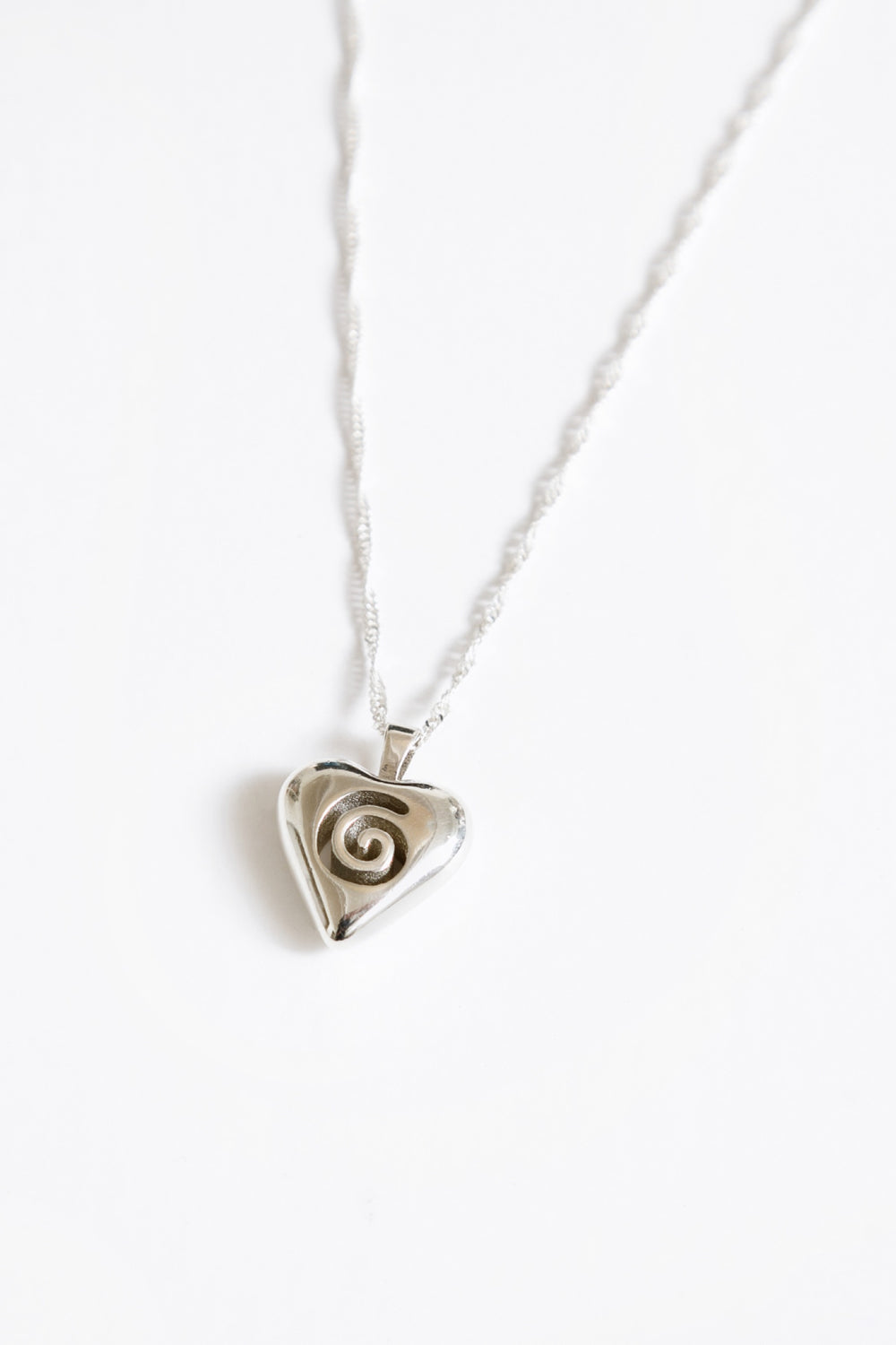 Silver Heart Swirl Charm Necklace