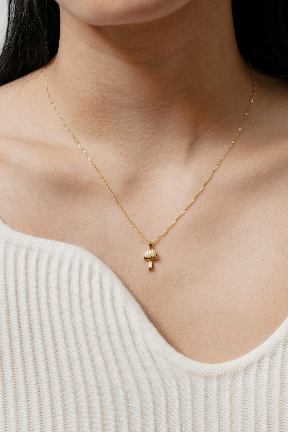Gold Mushroom Charm Necklace
