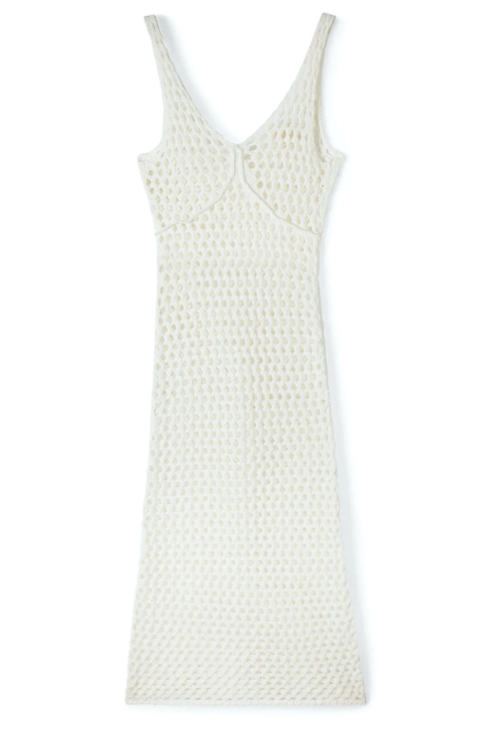 White Cotton Crochet Knit Dress