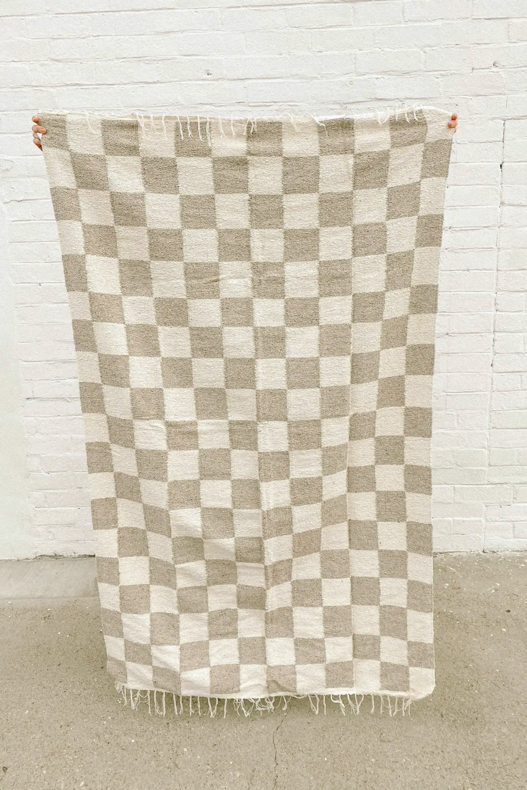 Checker Throw Rug Tan Laguna Checker Throw – Prism Boutique