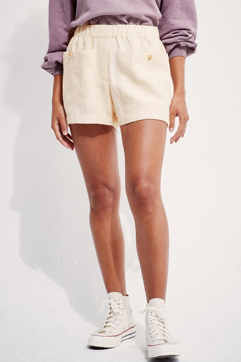 Creme Linen Boxer Shorts
