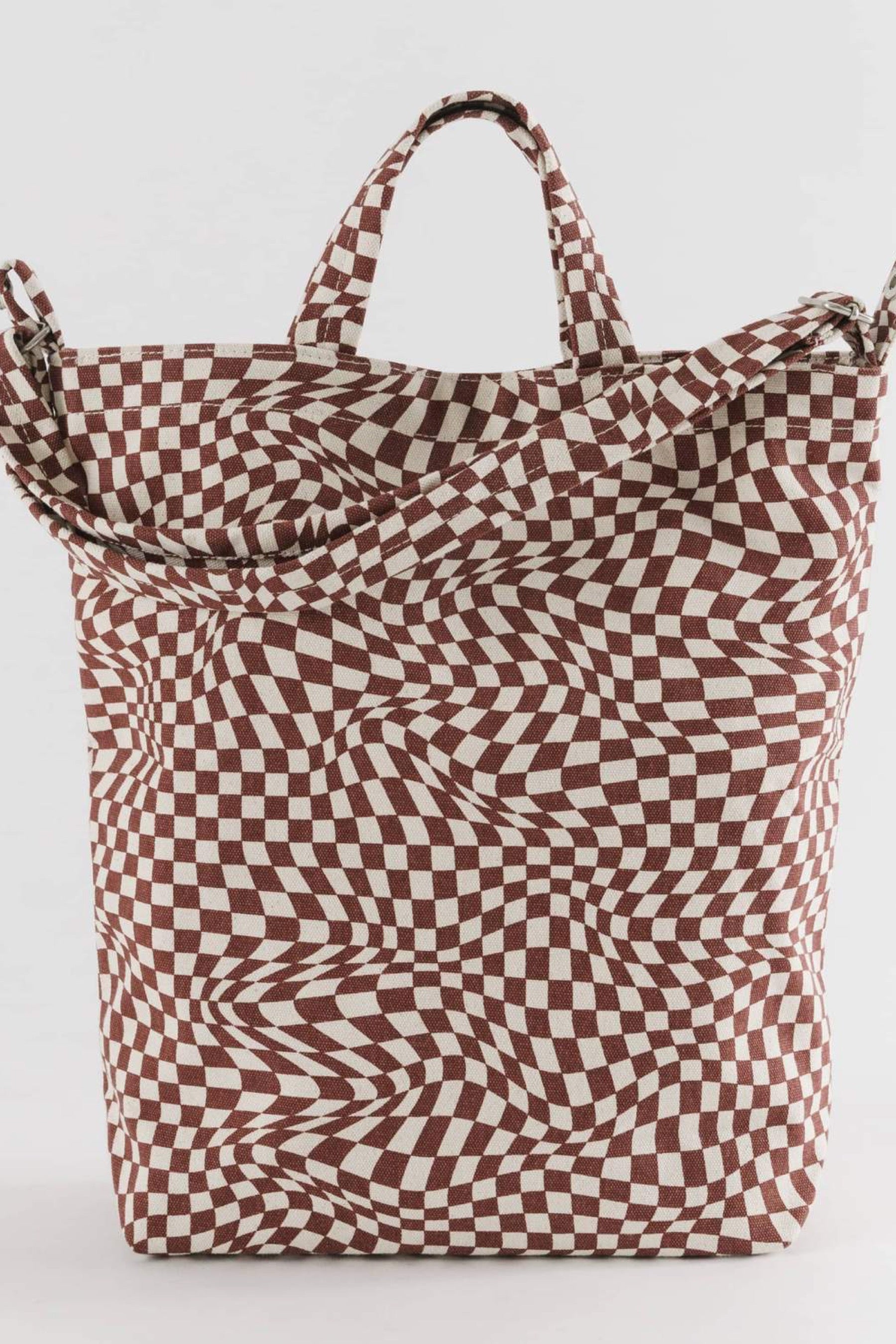 Maroon Trippy Checker Duck Bag
