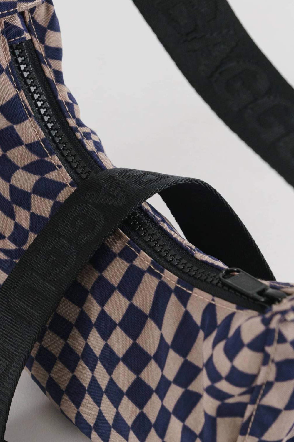 Indigo Trippy Checker Mini Crescent Bag