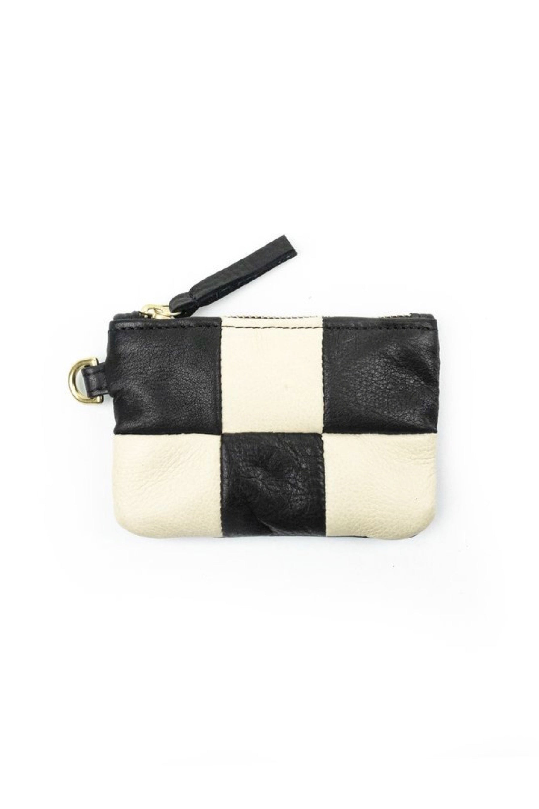 Black + Cream Checkered Coin Pouch