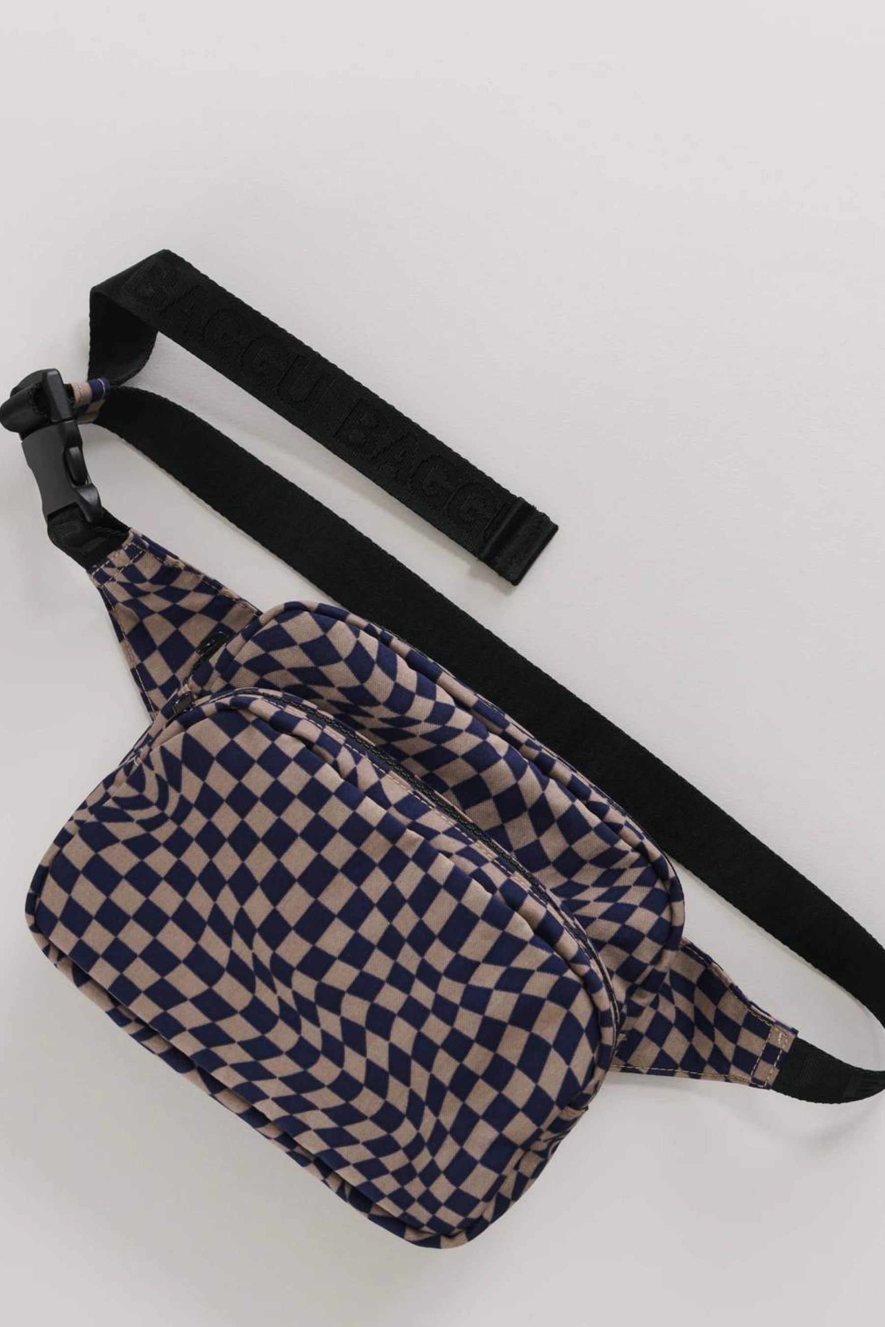 Indigo Trippy Checker Fanny Pack