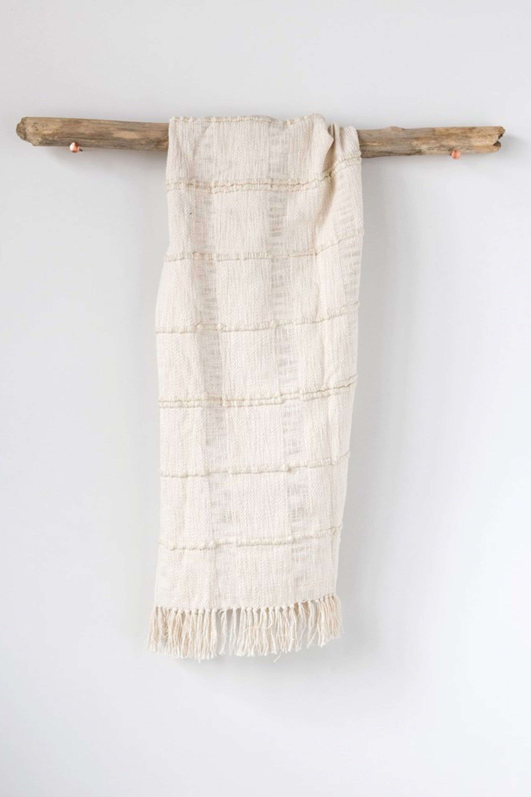 Cream Chenille Stitched Throw