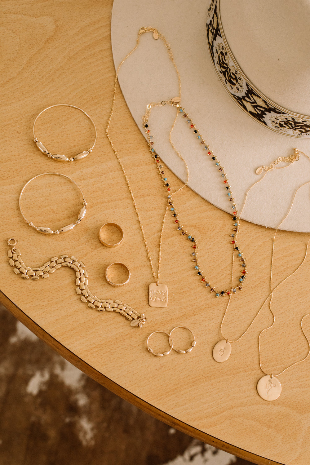 Gold Bead Hoops