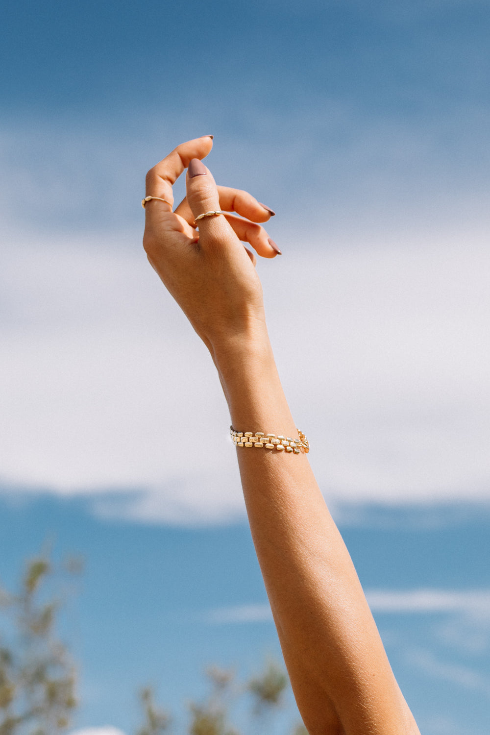 Gold Brick Chain Bracelet