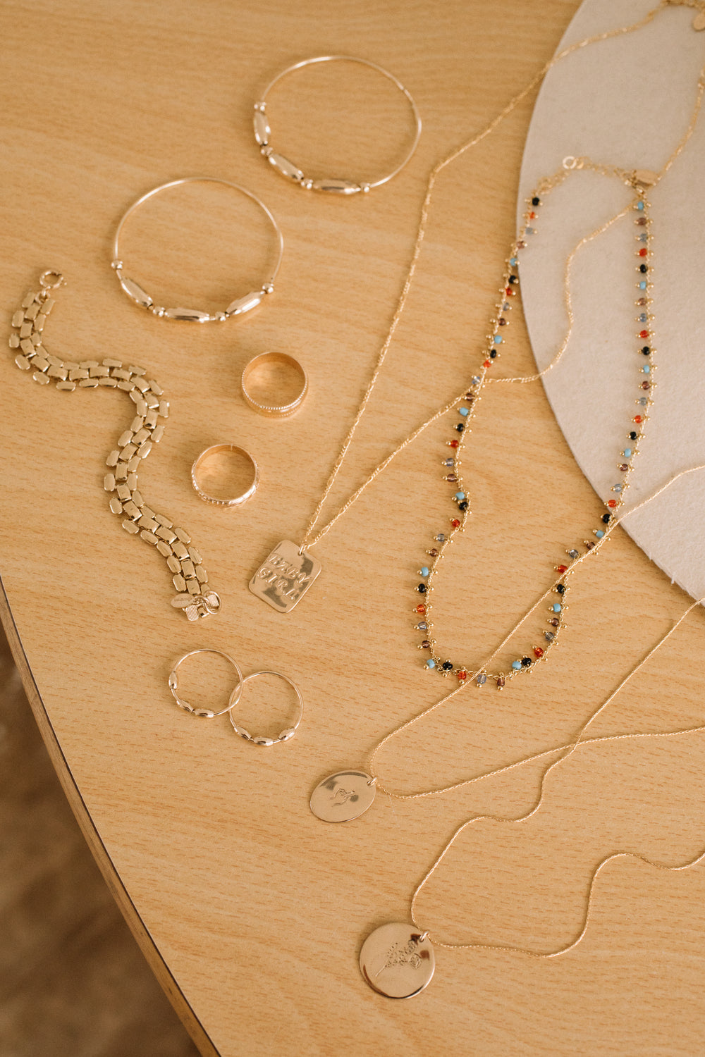 Gold Bead Hoops