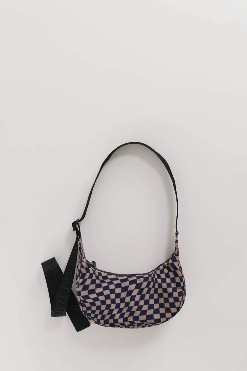 Indigo Trippy Checker Mini Crescent Bag