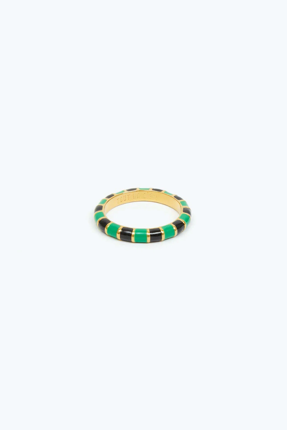 Black + Emerald Stripe Stacking Ring