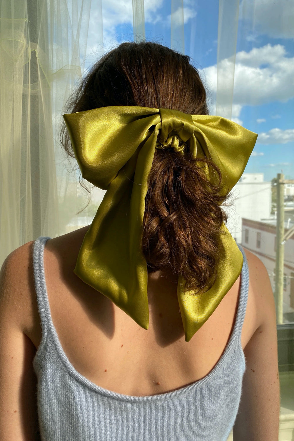 Chartreuse Giant Bow Scrunchie