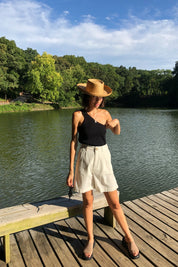 Vintage White Horizon Linen Short