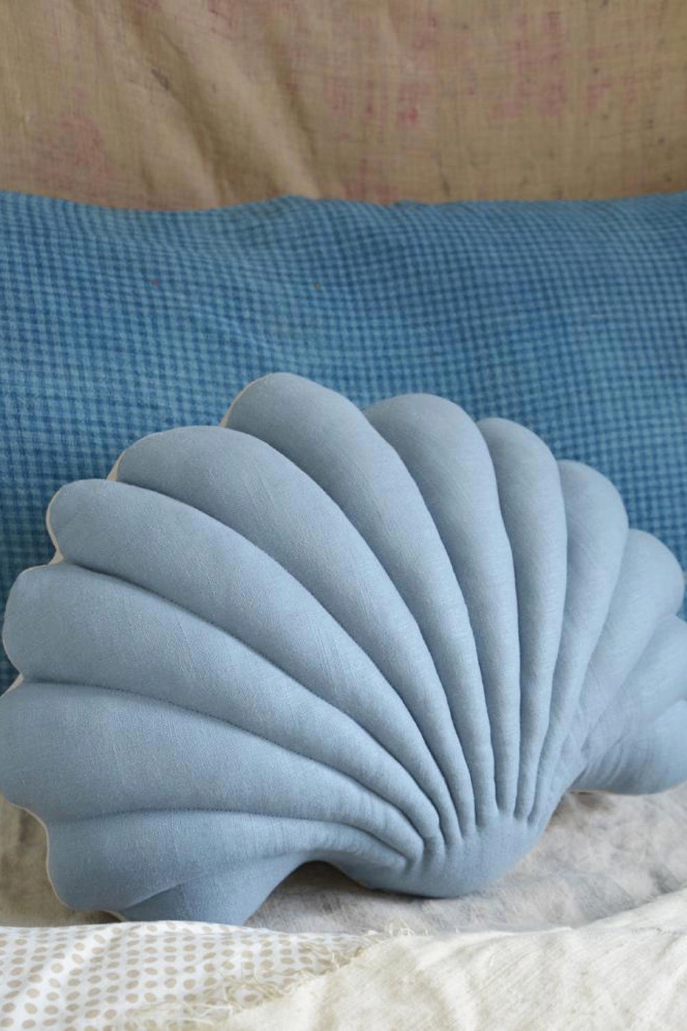 Silver Lake Blue Linen Shell Pillow