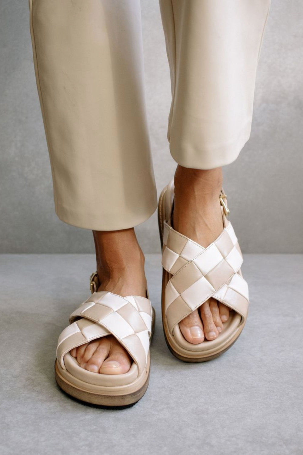 Stone + Beige Marshmallow Scacchi Sandal