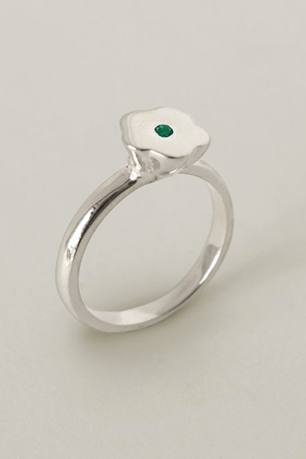 Silver Emerald Blossom Ring