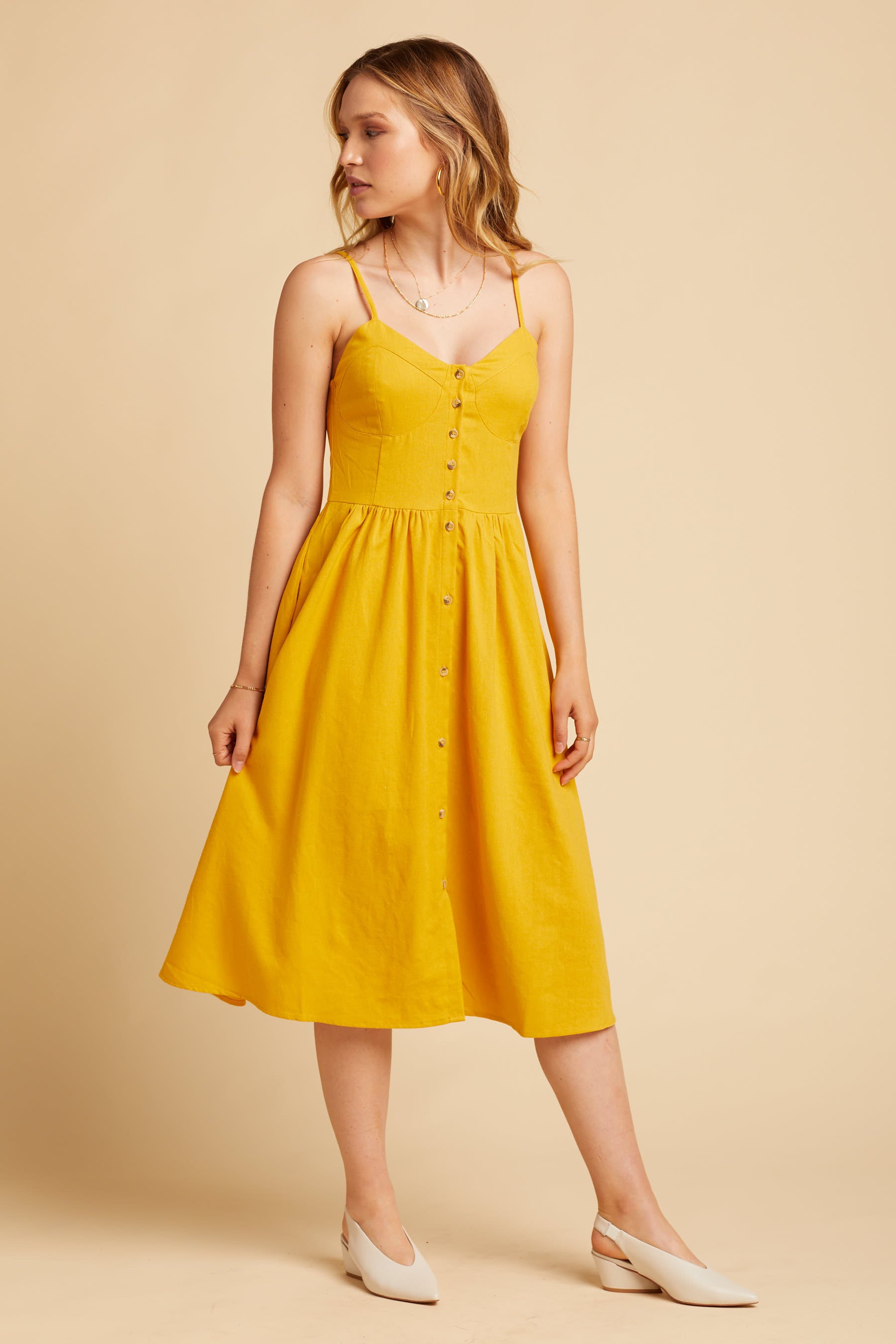 Gold Eve Linen Dress Prism Boutique Gold Eve Linen Dress Prism Boutique