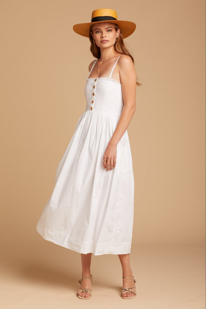 White Lilah Pleated Tube Dress