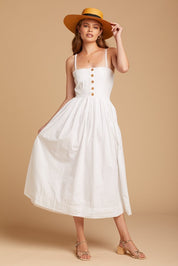 White Lilah Pleated Tube Dress