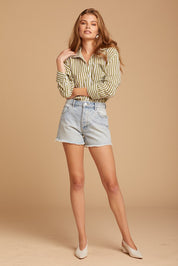 mid length denim shorts