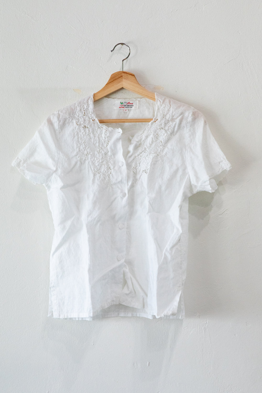 White Linen Embroidered Blouse