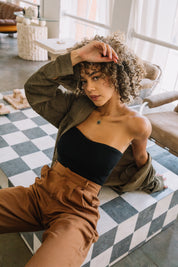 Olive Washed Cord Shirt Jacket