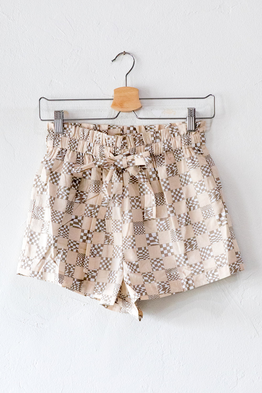 Beige Check Scout Shorts