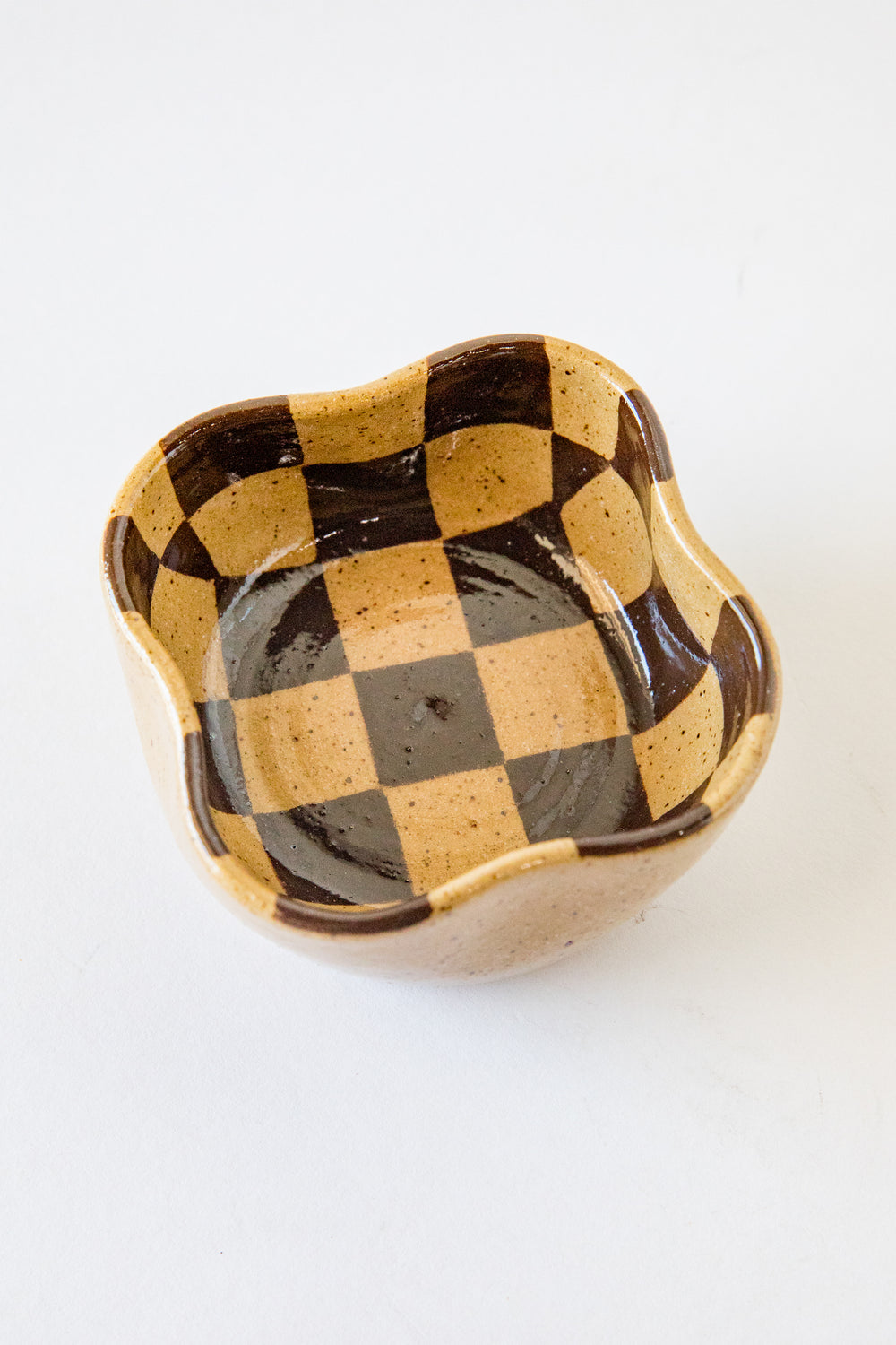 Chocolate Checkered Wavy Bowl