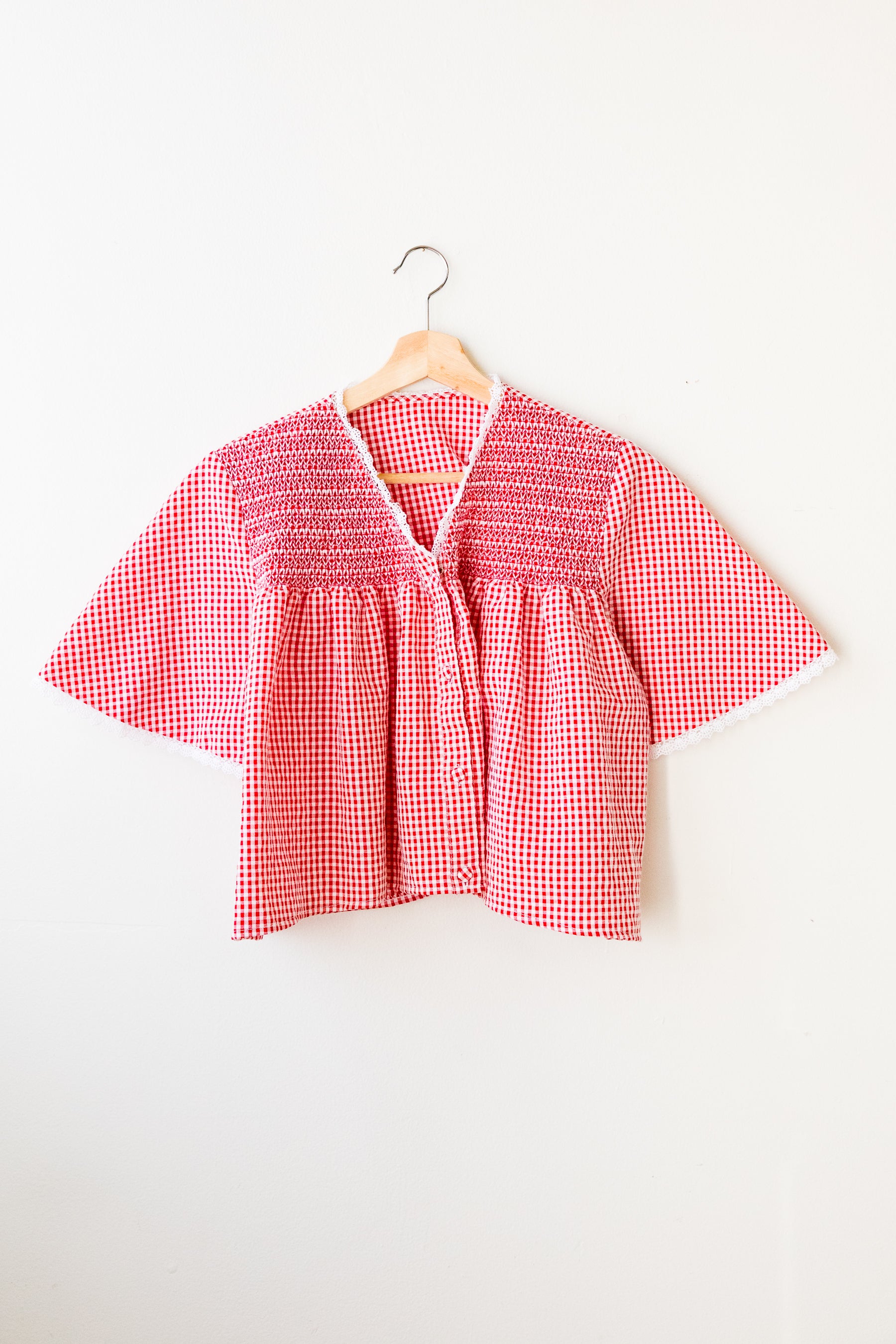 Smocked Gingham Top
