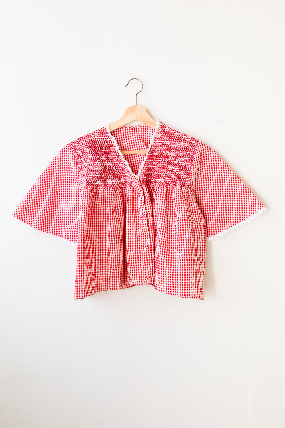 Smocked Gingham Top