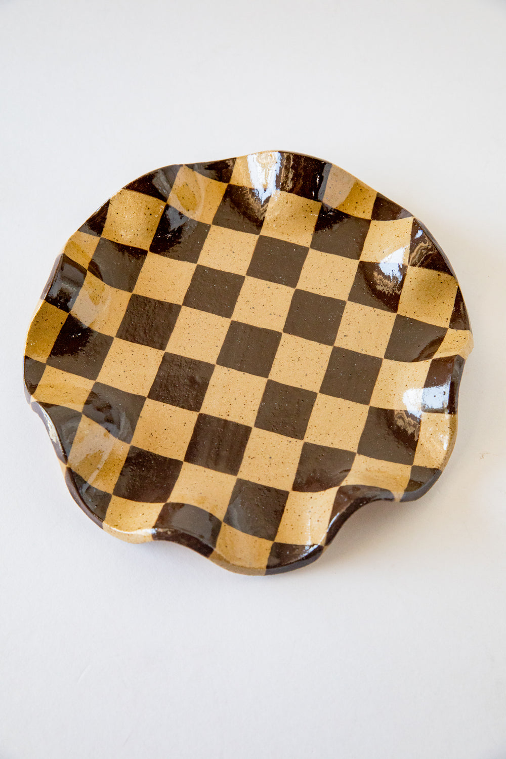 Chocolate Checkered Wavy Plate