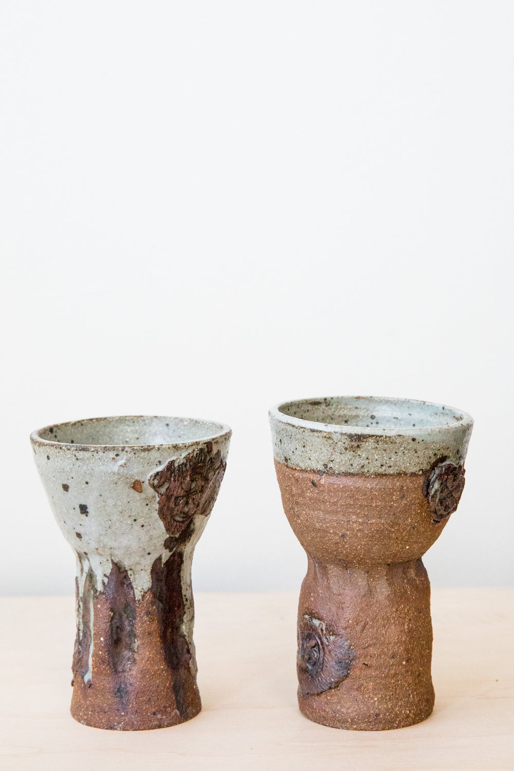 Brown Studio Pottery Goblet Set